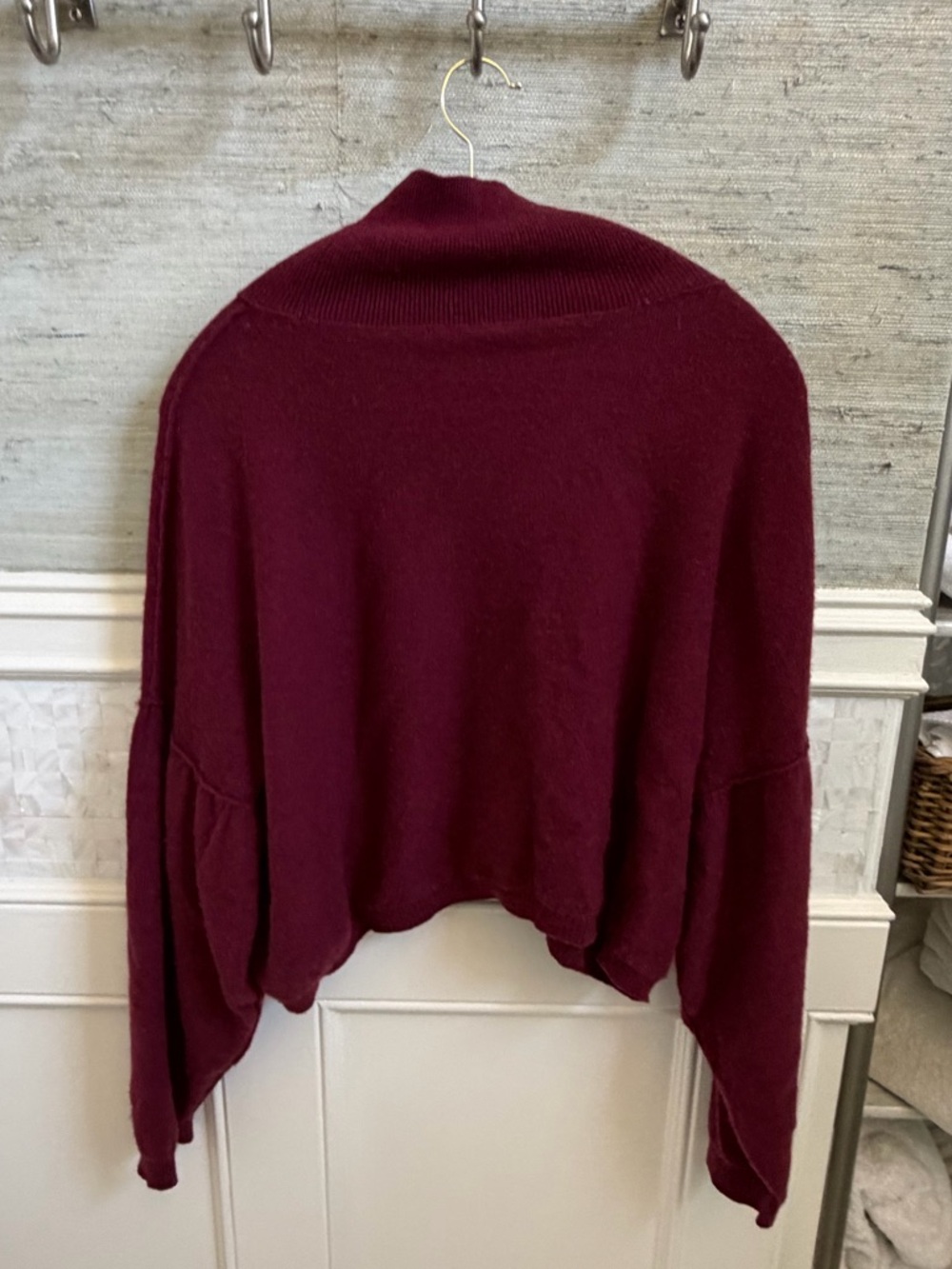 Small free people so low so high Relaxed cashmere Turtleneck Sweater Wine Red - Picture 12 of 17